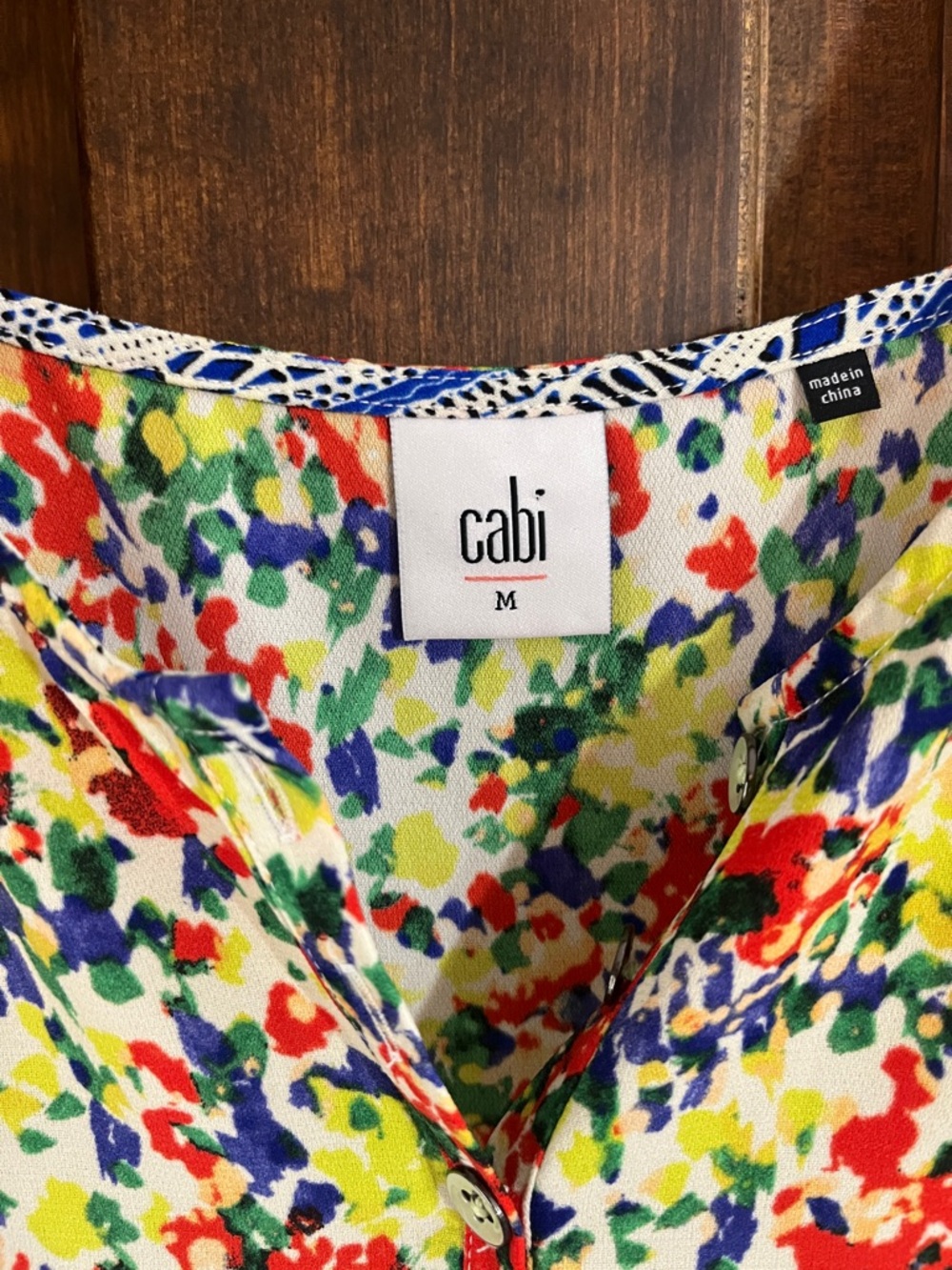 CAbi Multicolor Floral Button Front Romper - Red Yellow Green Blue
